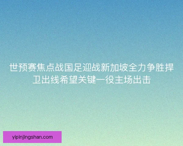 世预赛焦点战国足迎战新加坡全力争胜捍卫出线希望关键一役主场出击