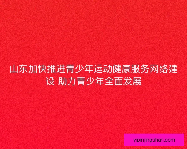 山东加快推进青少年运动健康服务网络建设 助力青少年全面发展