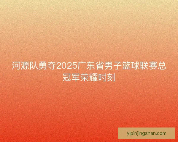 河源队勇夺2025广东省男子篮球联赛总冠军荣耀时刻