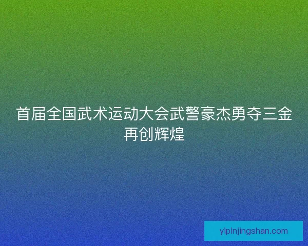 首届全国武术运动大会武警豪杰勇夺三金再创辉煌