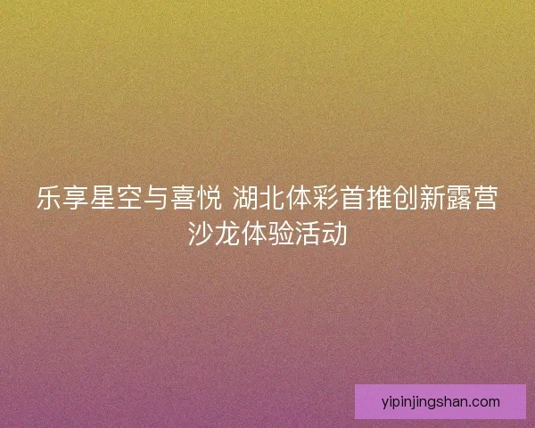 乐享星空与喜悦 湖北体彩首推创新露营沙龙体验活动