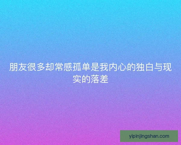朋友很多却常感孤单是我内心的独白与现实的落差 朋友很多却常感孤单是我内心的独白与现实的落差
